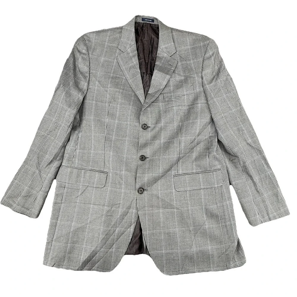 Ralph Lauren Sport‎ Jacket Mens 42L Wool Silk Cashmere Black Gray Micro Plaid